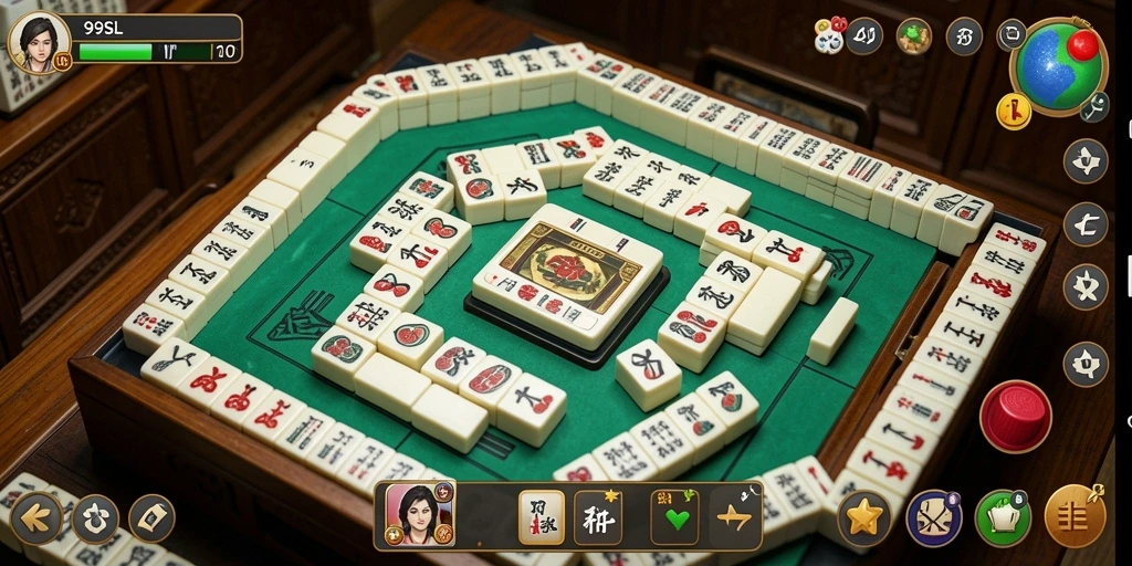 Screenshot gameplay Mahjong dari 99SL dengan grafis menawan.