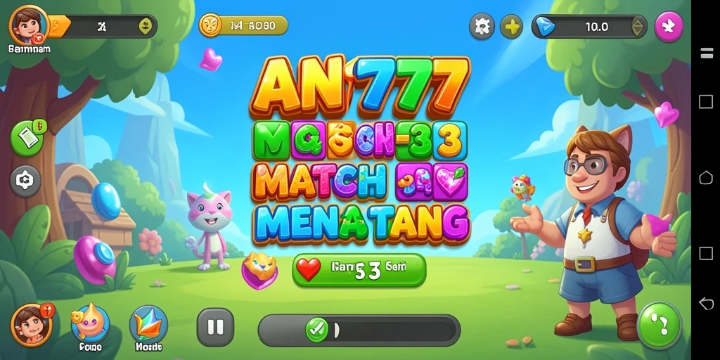Screenshot gameplay AN777 menampilkan aksi Match-3 yang seru.
