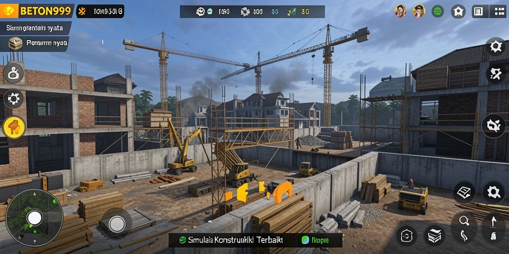 Screenshot utama BETON999 menampilkan gameplay yang mendebarkan dan interaksi konstruksi.