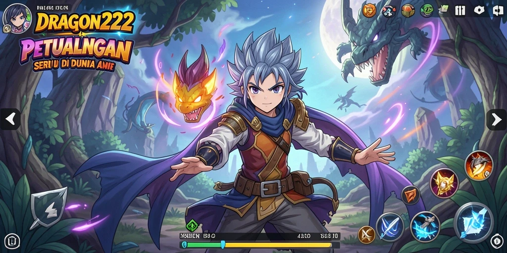 Tampilan gameplay seru di dunia anime penuh warna.