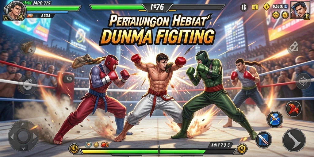 Tampilan gameplay MPO76 yang mendebarkan dan penuh aksi pertarungan.