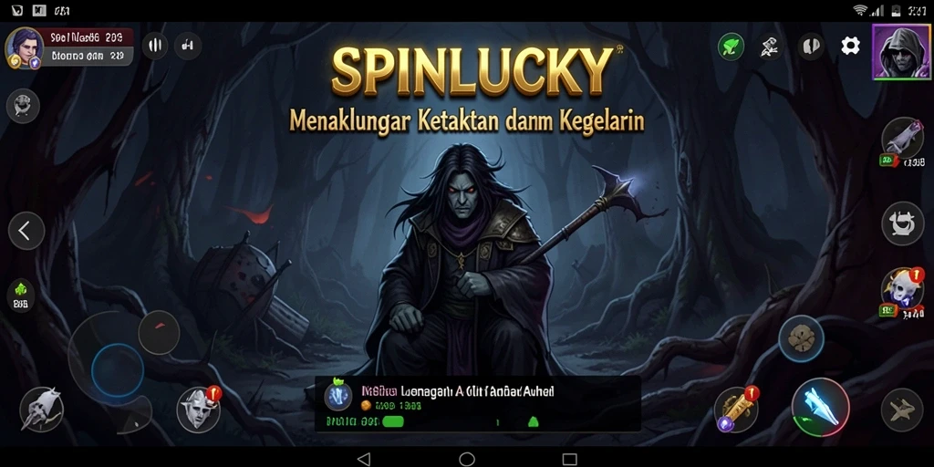 Gameplay SPINLUCKY yang menakutkan dalam kegelapan.