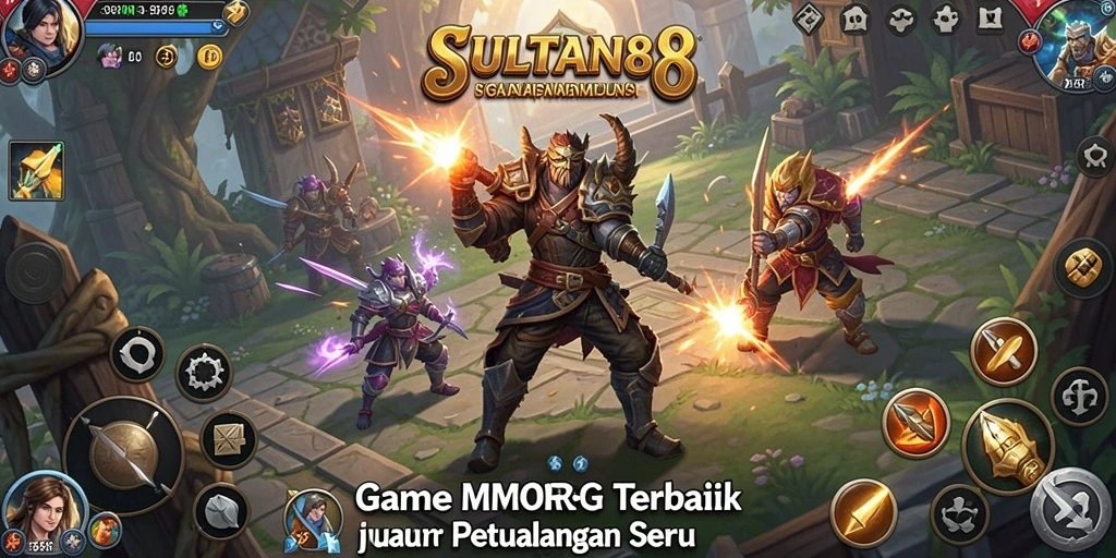 Screenshot utama menunjukkan aksi seru dalam game MMORPG SULTAN88.