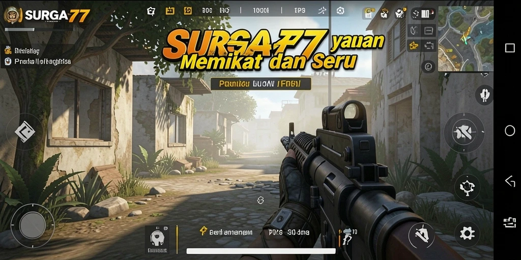 Tampilan gameplay menegangkan dari SURGA77 yang penuh aksi FPS.