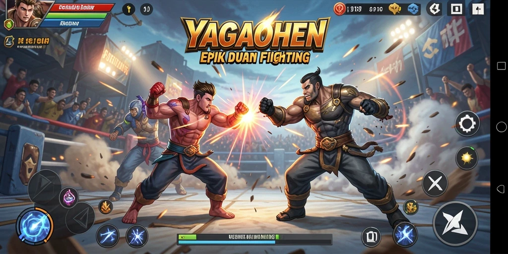 Screenshot dari YAGAOHEN menunjukkan karakter aktif dalam pertarungan seru.